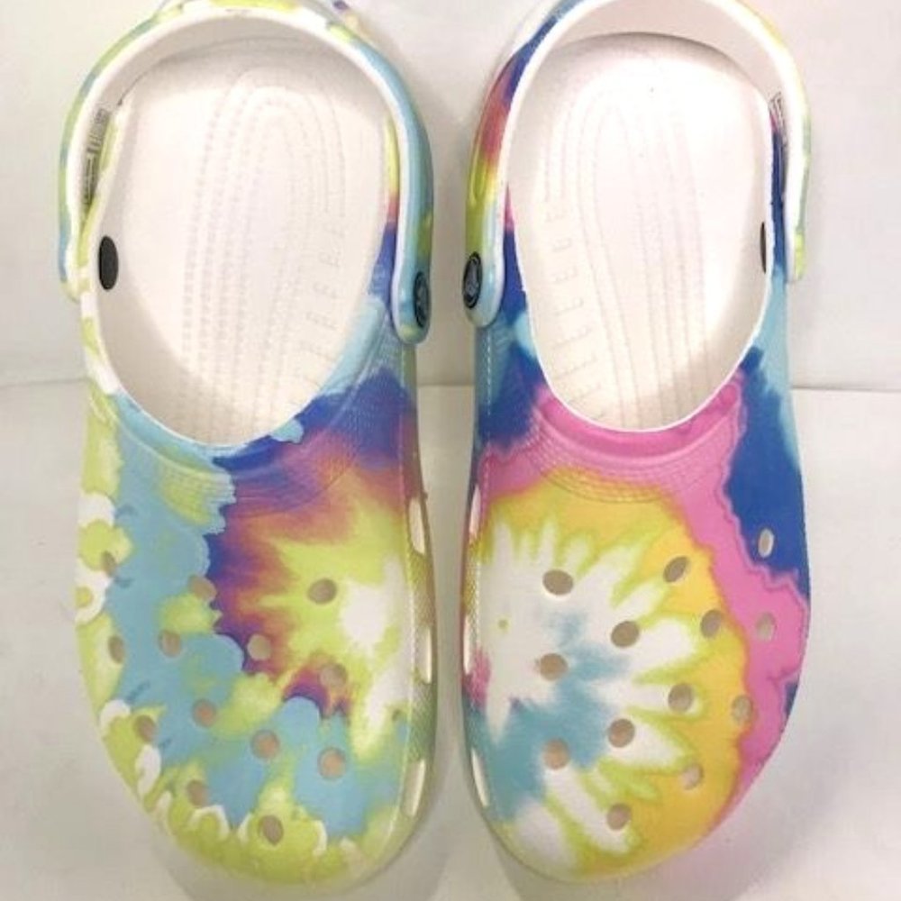 CROCS CLASSIC TIE DYE MENS-9 WOMENS-11 -GRAPHIC LIGHTWEIGHT SLIP ON CLOGS SHOES